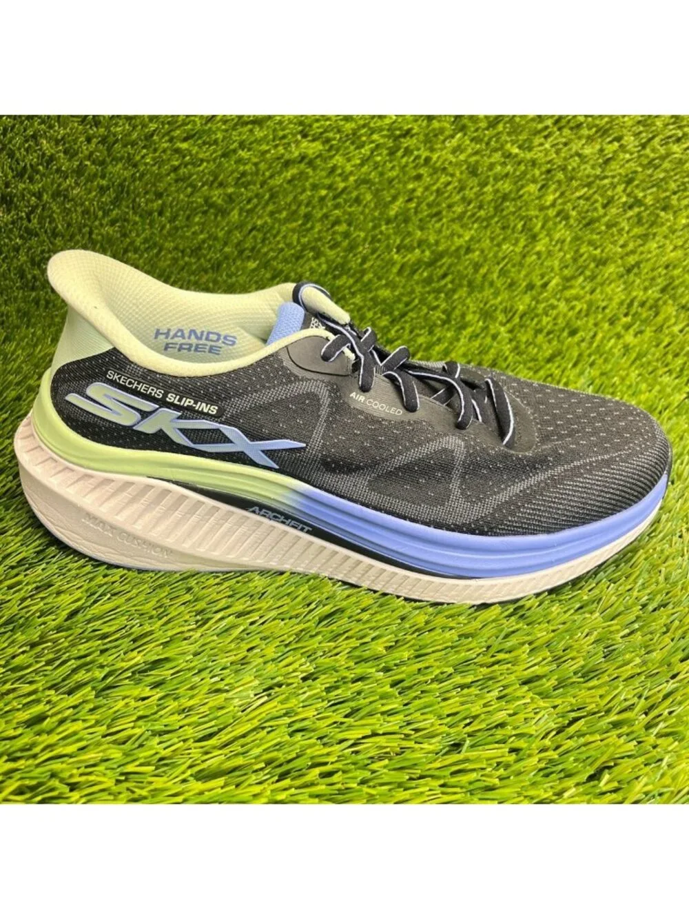 Skechers GOwalk Max Cushioning Womens Size 9.5 Black Blue Running Shoes Sneakers